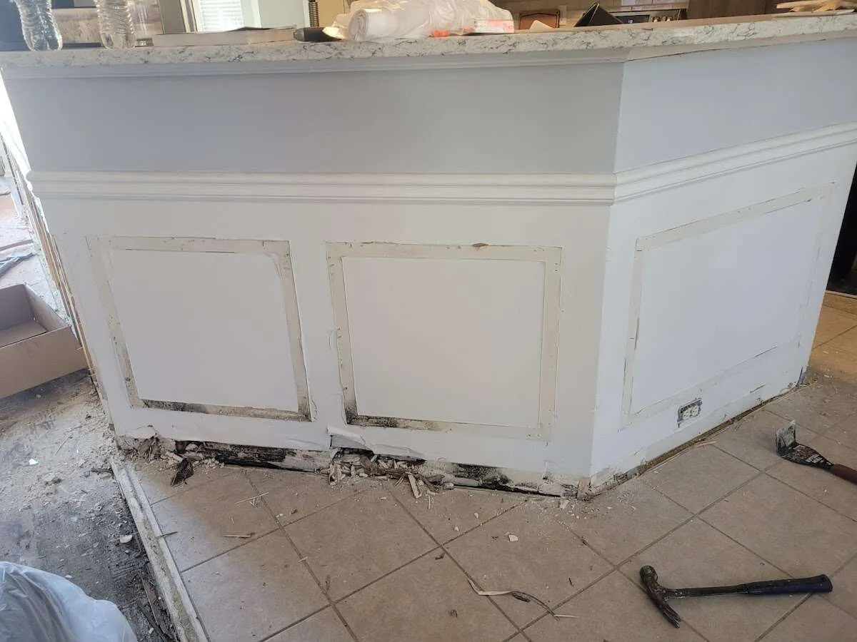 Water damage and mold on kitchen during Burst Pipe Cleanup in Harahan